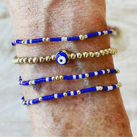 Memphis Gameday stack! miyuki delicas seed beed +14k gold filled bead bracelets - Picture 15 of 15